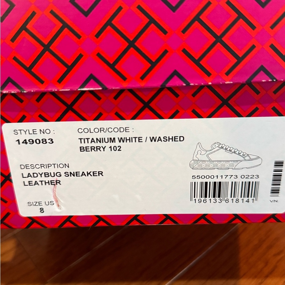 Tory Burch White and Burgundy Sneakers - Picture 6 of 6